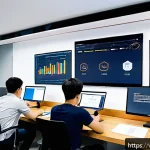 Home 19 마이크로 프론트엔드와 클라우드 네이티브 접근법 - A modern Vietnamese software development team collaborating in a bright, open office filled with com...