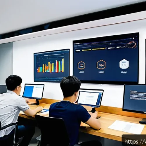 Home 31 마이크로 프론트엔드와 클라우드 네이티브 접근법 - A modern Vietnamese software development team collaborating in a bright, open office filled with com...