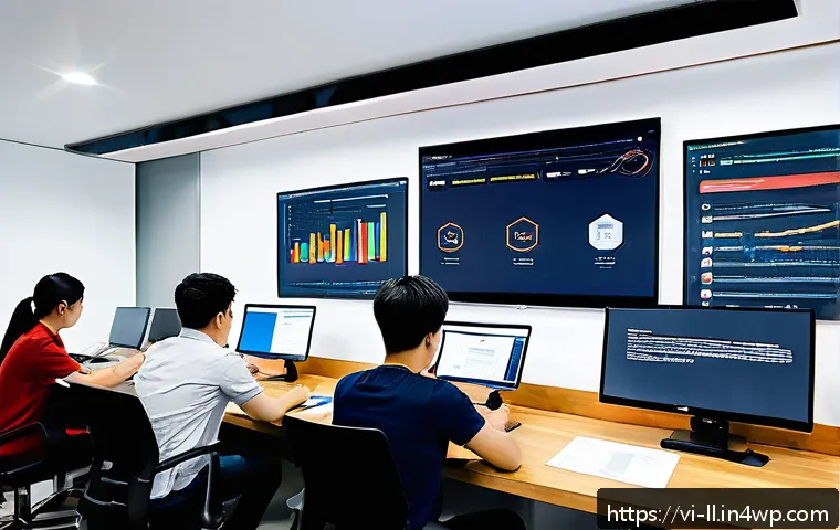 마이크로 프론트엔드와 클라우드 네이티브 접근법 - A modern Vietnamese software development team collaborating in a bright, open office filled with com...